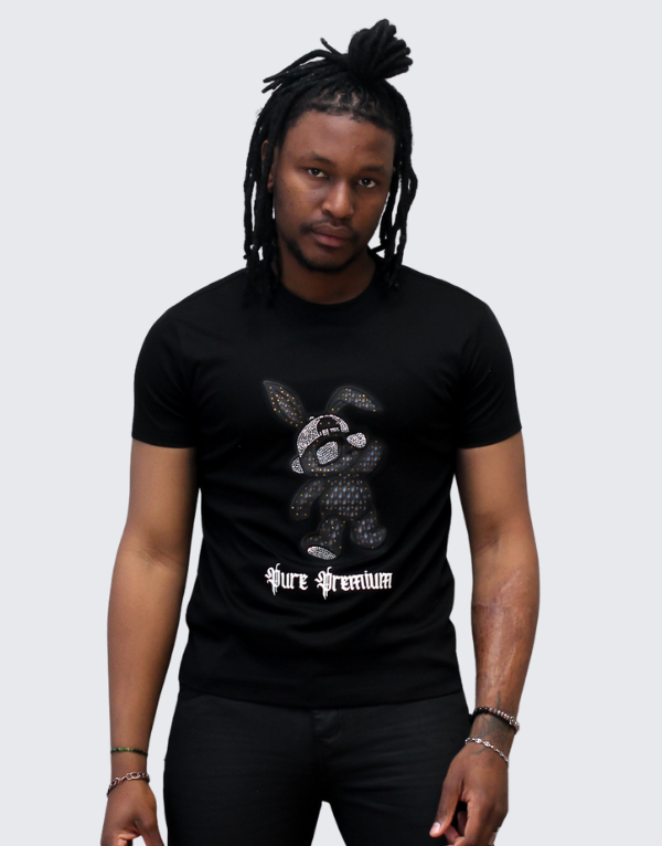 Thedifferent T-Shirt Uomo Coniglio Cattivo Bad Rabbit – Bianca, 100% Cotone, Stampa Di Qualità