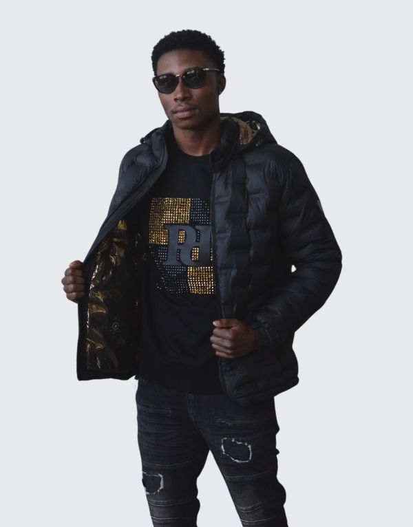 Pure Premium Flight Jacket In Black And Gold For Men